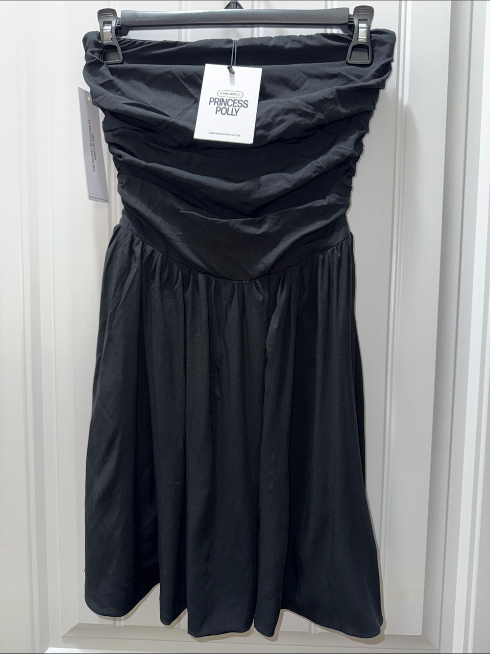 Princess Polly Black Strapless Ruched Bodice Mini Skater Dress NWT Size 0